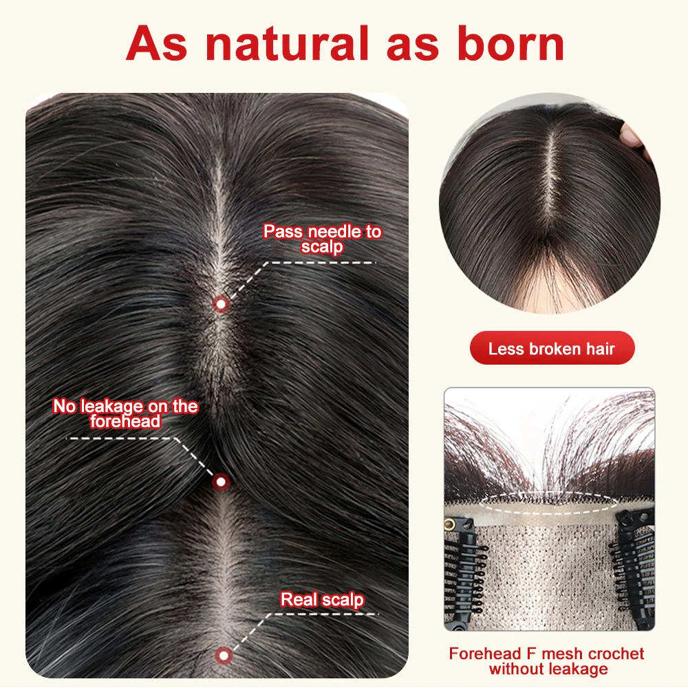 Haar deckel für Frauen mit schütte rem Haar natürliche schwarze Echthaar-Topper für Frauen Stirn verschlüsselt f Mesh Edge Design