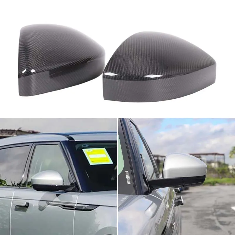 For Land Rover Velar Evoque Discovery Jaguar F-PACE Real Carbon Fiber Car Rearview Mirror Protector Auto Accessories 2pcs