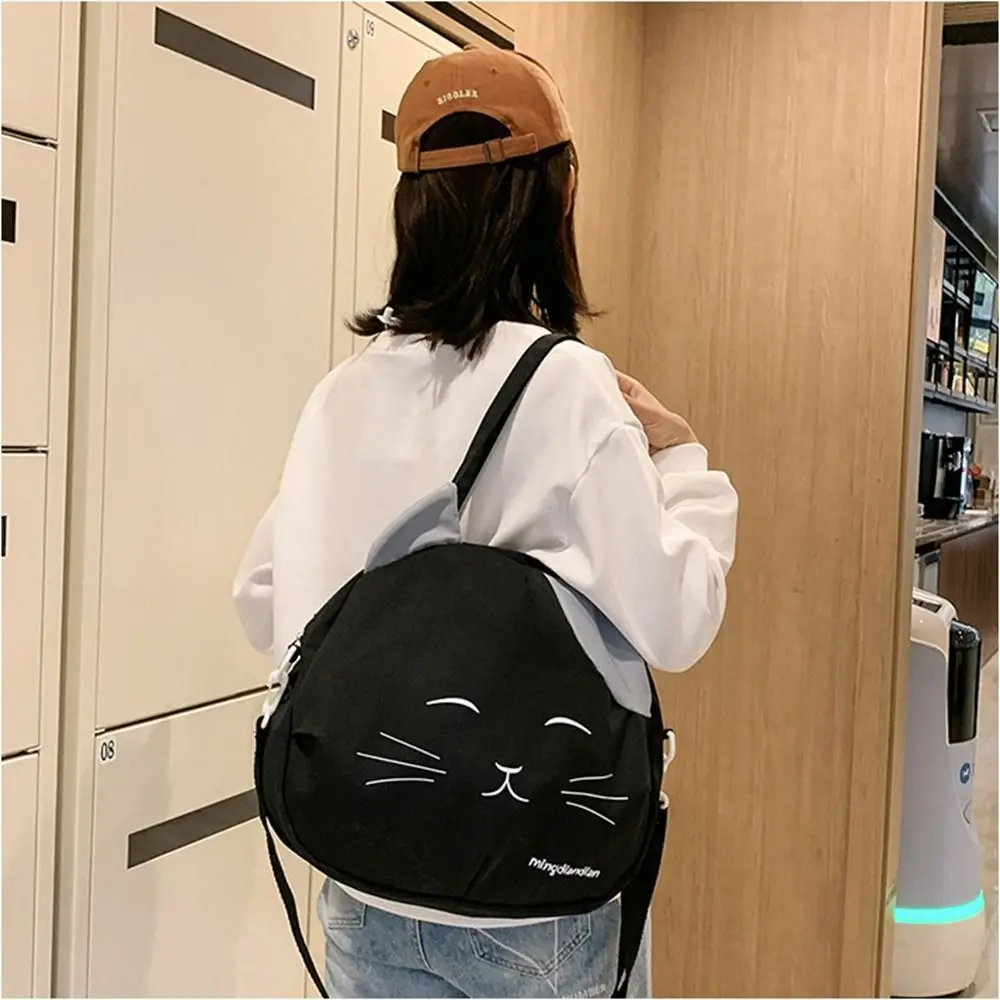 Portable Crossbody Bag Cat Messenger Shoulder Bag Girl Student Japanese College Style Cute Funny Large Capacity Shopping Bags