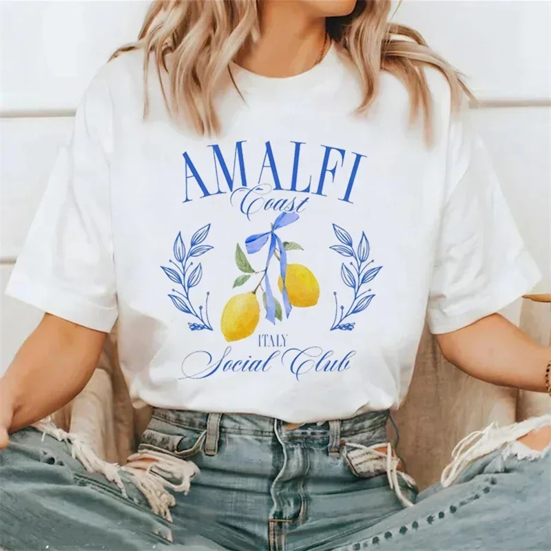 

Short Sleeved Trendy and Versatile Cartoon Women's Summer Fashion Social Club Printed O-Neck Basic Printed Cute Clothing Top.