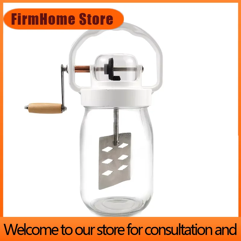 FirmHome StoreMultifunctional Butter Churn Household Hand Crank Butter Churn Kitchen Baking Gadget Cream Churn 1.5L Mason Jar