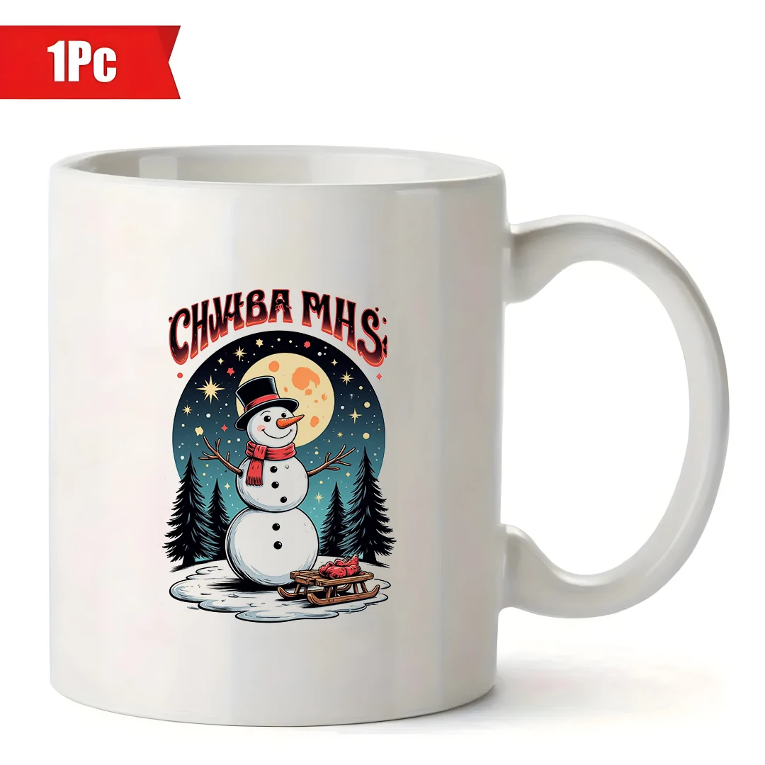11オンスの漫画風雪だるまマグカップ + クリスマスギフト キッズカップ 家族、オフィス、ホリデーデコレーションに必須