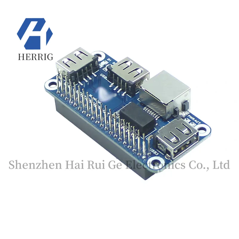 Dotyczy Raspberry Pi Zero W/2B/3B+, Ethernet + USB Hub Expansion Board ETH/USB HUB HA