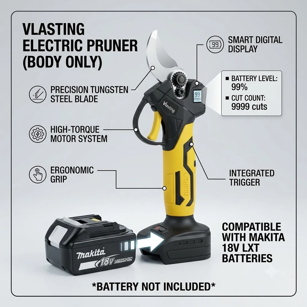 Cordless Brushless Electric Pruning Shears LED Display Compatible with Makita 18V Battery Professional Electric Garden Scissors - view 4