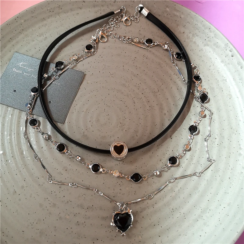 Goth Y2K Vintage schwarzes Herz Stern Anhänger Kette Halsband Charms Halskette für Mädchen Frauen 90er Jahre Grunge ästhetische Accessoires Schmuck – Detail 4