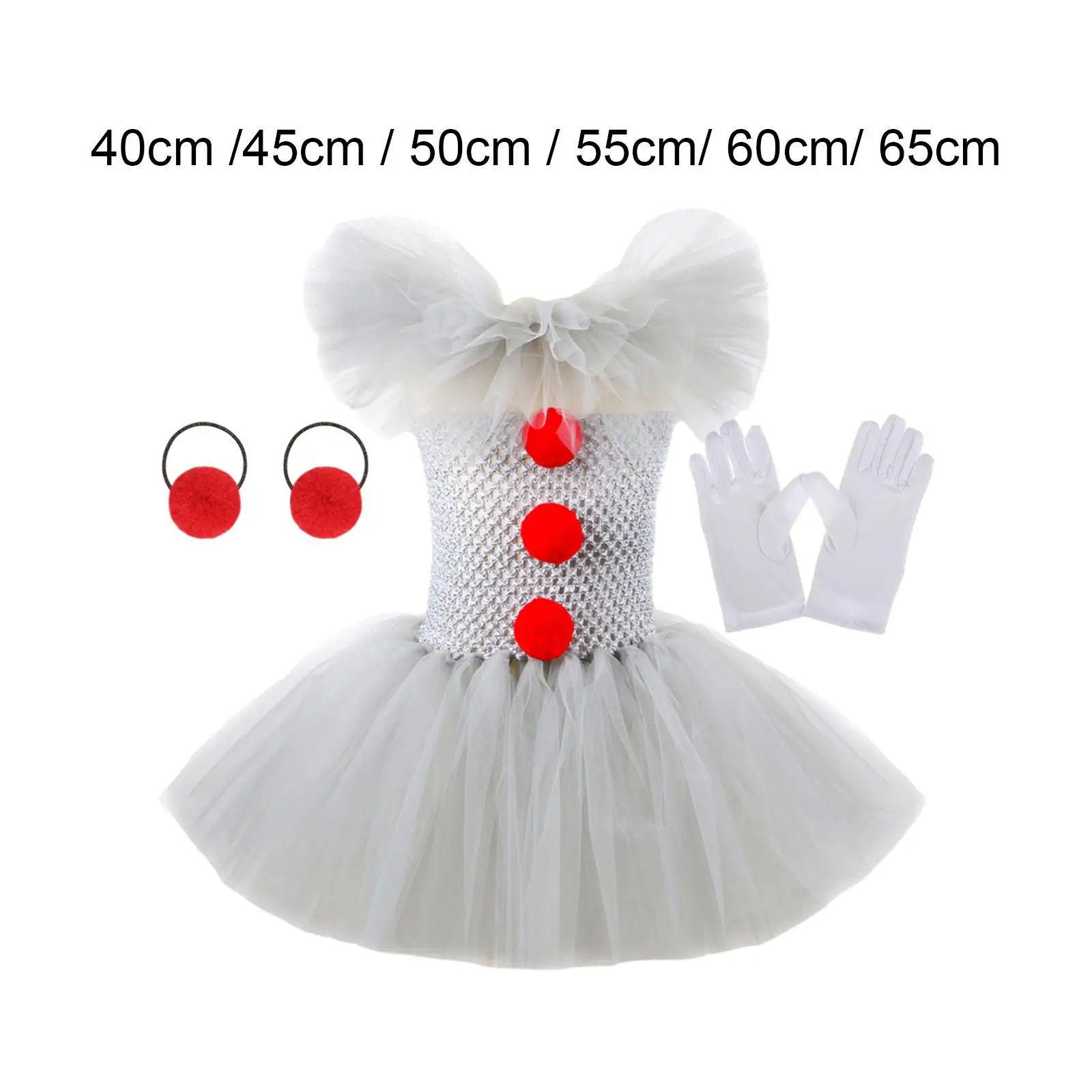 

Girls Clown Costume with Hair Ties, Gloves Cute Children Cosplay Outfits for Masquerade Festival Stage Performance Theme Parties