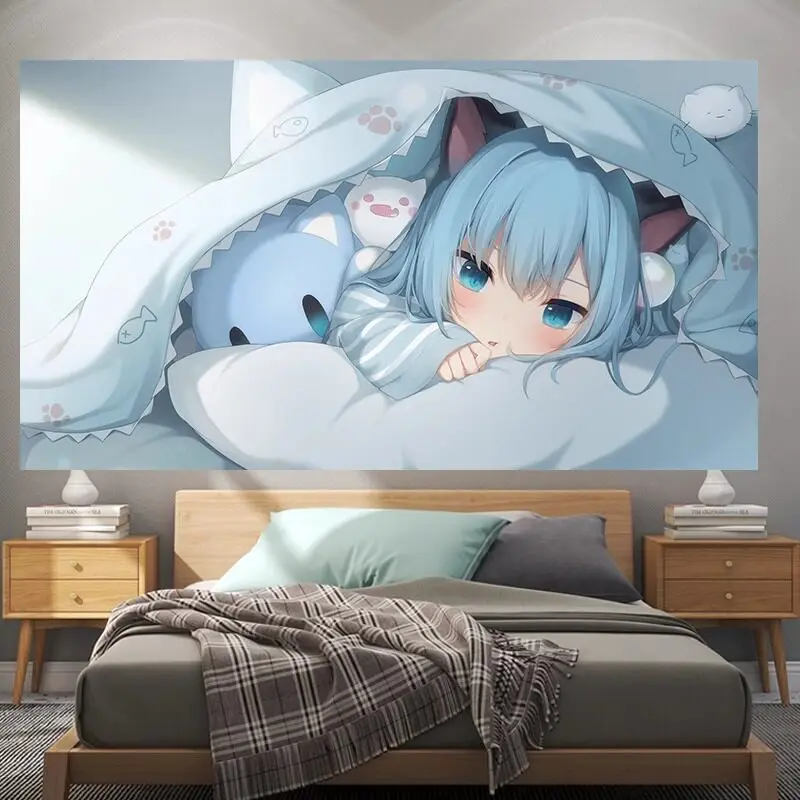 VIKAMA Elven Cat Ear Archer Tapestry Fantasy Anime Style Bedroom Wall Art Hanging Dorm Room Magical Aesthetic Decor Print