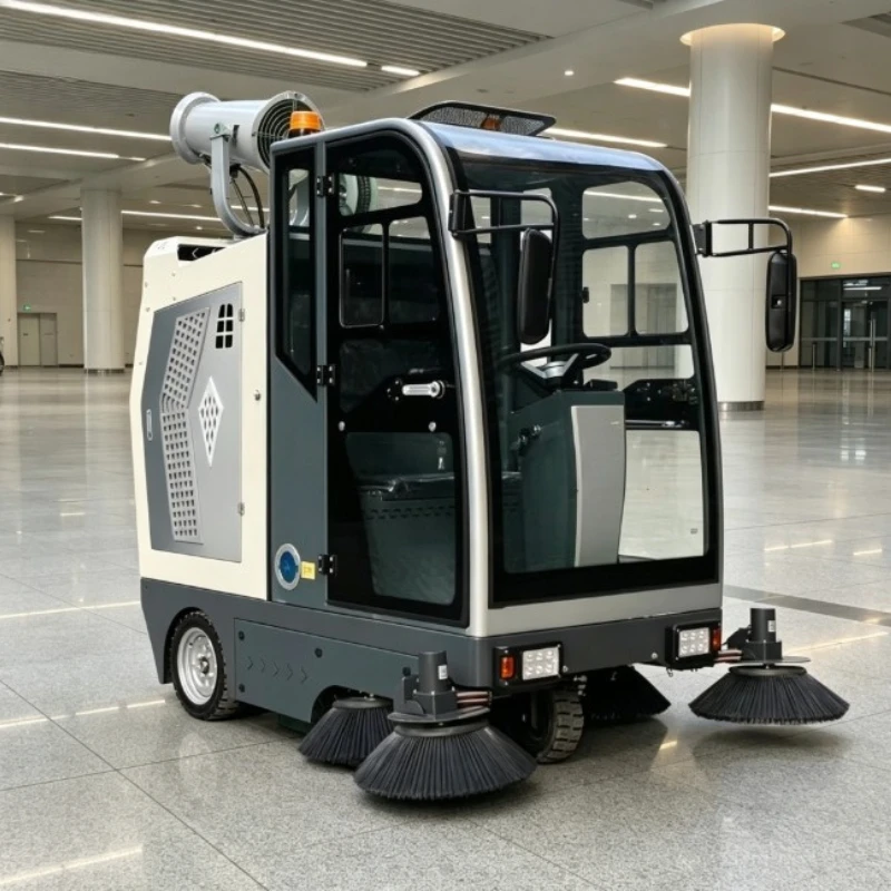 Integrated Washing Sweeping Lithium Electric Floor Sweeper Dust Suppression Water Mist Combined Cleaning Vehicle For Community