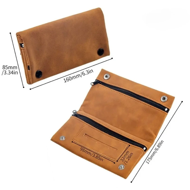 Foldable Tobacco Storage Bag Pouch Handmade Leather Tobacco Pouch Case Bag Smoking Paper Holder Case Wallet Bag Multifunctional