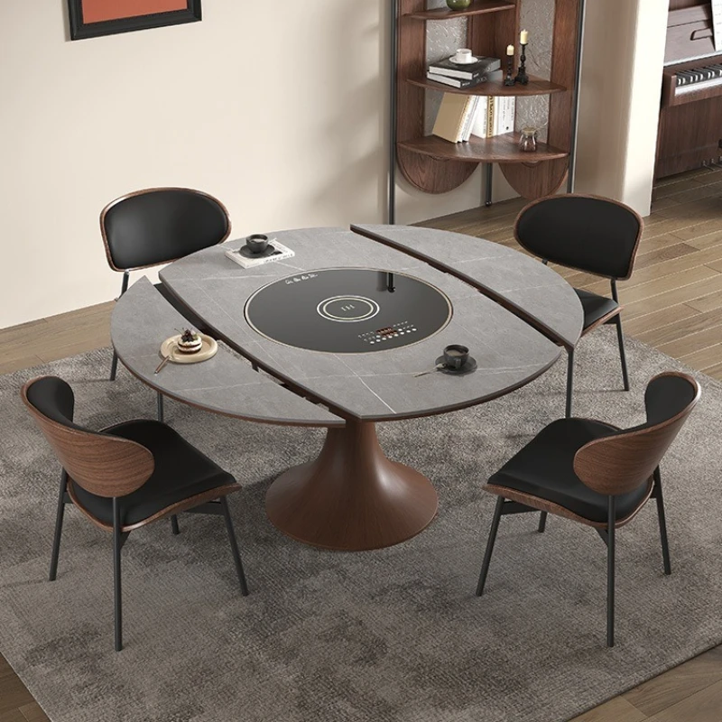 Small apartment built-in vegetable warming board induction cooker turntable foldable square into round solid