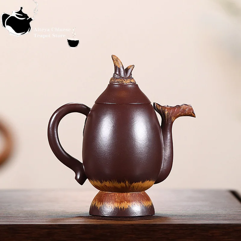 Yixing handmade purple clay teapot, original ore, old purple clay, mustard seed, lotus seed, Chinese teapot Kung Fu tea set 220m