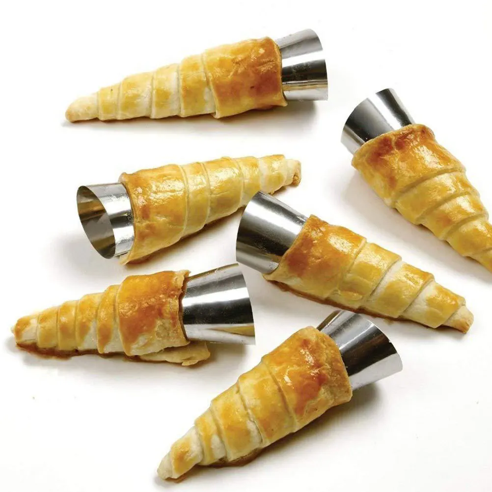 

10Pcs Stainless Steel Croissant Maker Molds Anti Rust Smooth Surface Baking Tool for Pastry Metal Cones for Baking