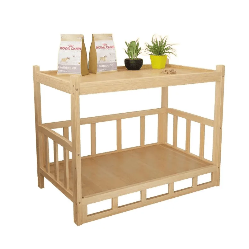 

Dog bed solid wood teddy golden retriever kennel upper and lower bunk two layers can be wooden