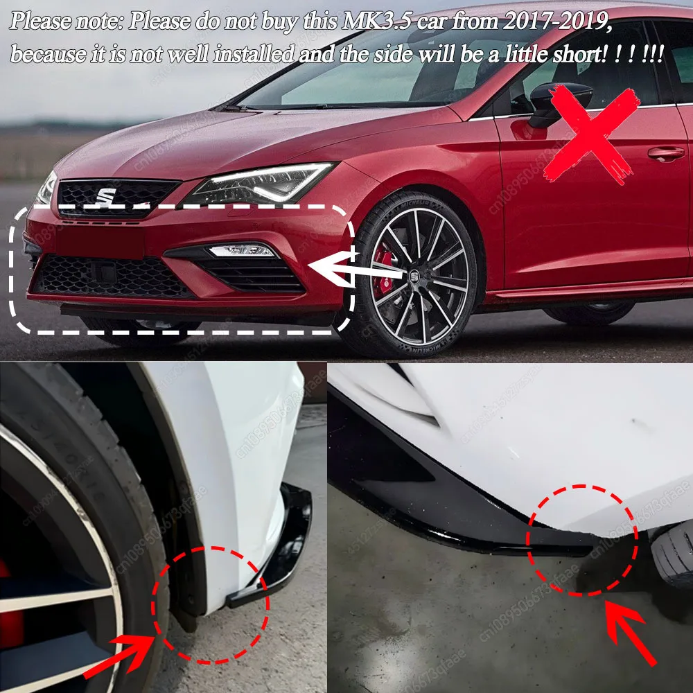 For Seat Leon MK3 MK3.5 2012-2019 Maxton Style Car Front Bumper Lip Splitter Bodykits Tuning Spoiler ABS Gloss Black Accessories