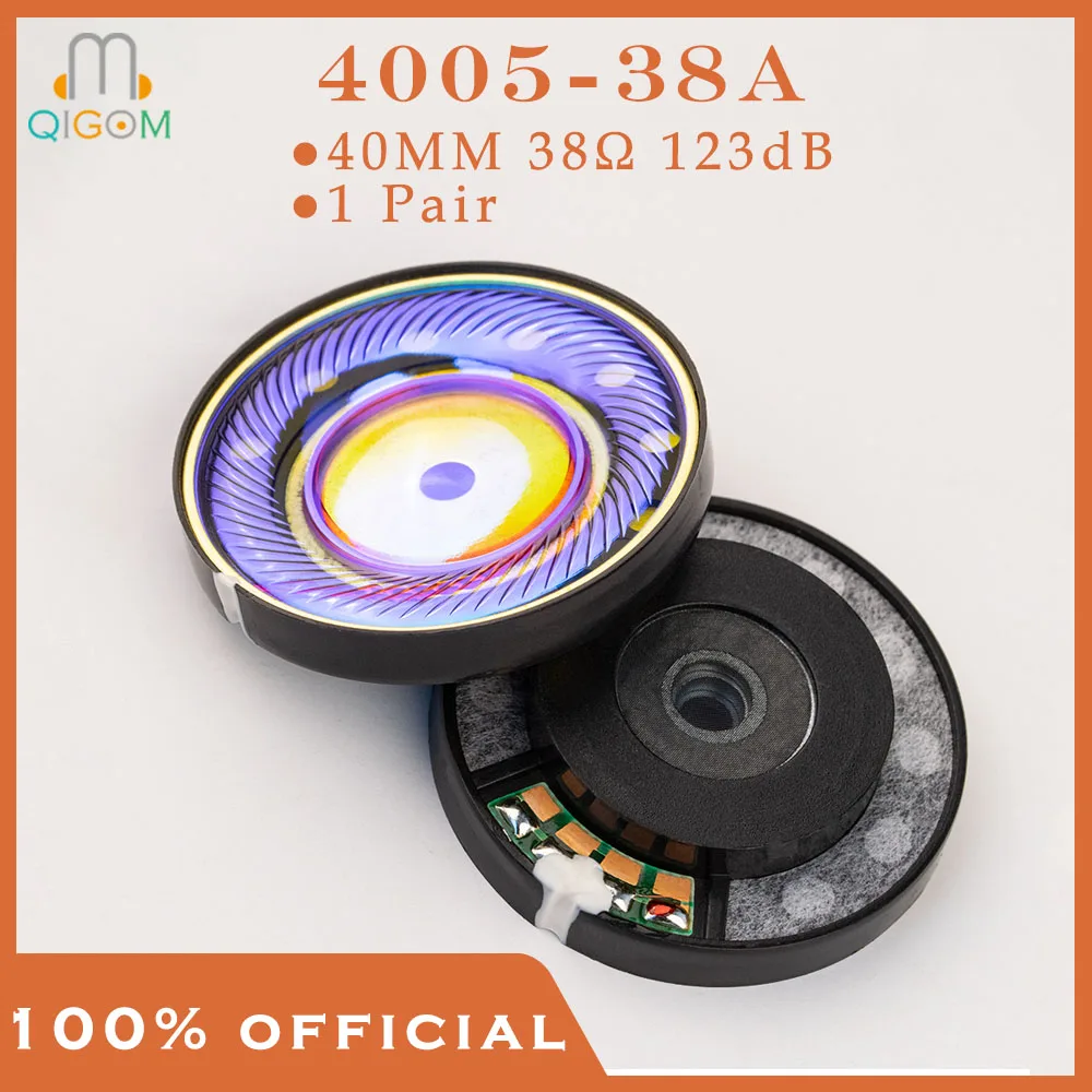 qigom-4005‑38a-ヘッドホン・ドライバーユニット-40mm-38Ω-123db-多層複合カラーダイヤモンドダイアフラム、バランスの取れた中高周波