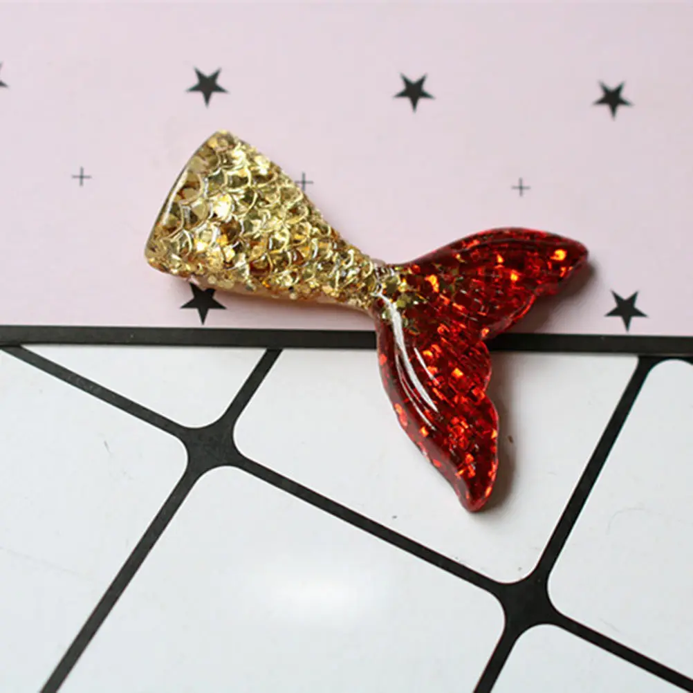 

60 шт. смоляных подвесок в форме хвоста русалки, разноцветные, многоразовые, легкие, для декора и аксессуаров своими руками