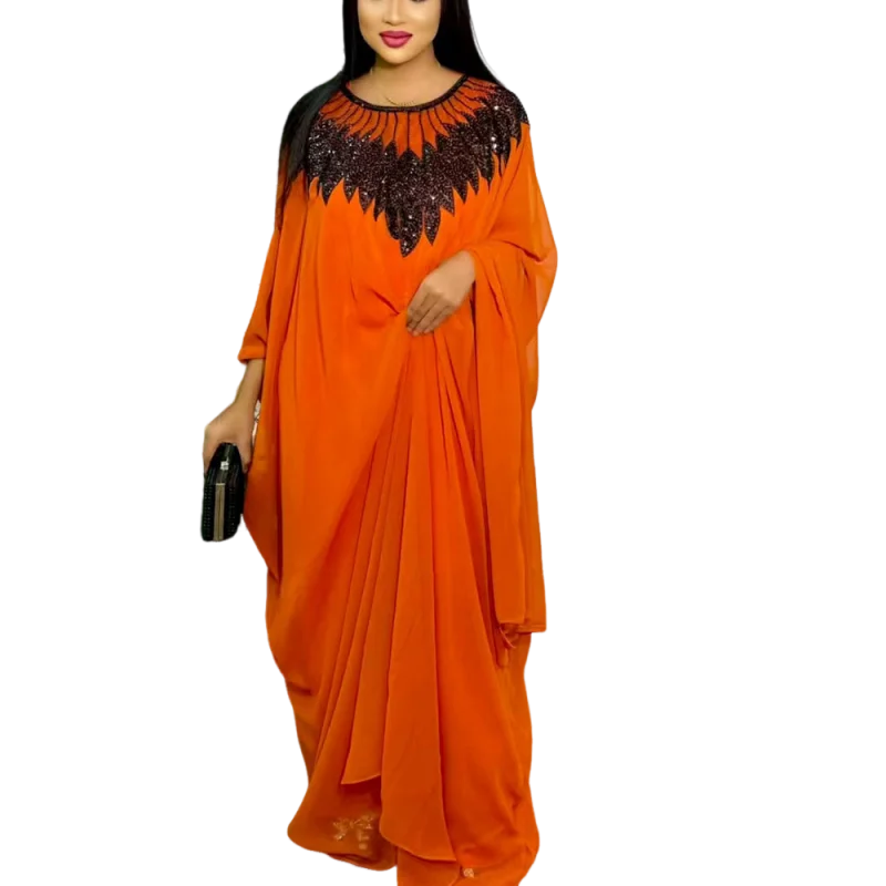 

African-style chiffon robe, printable dresses for four seasons, wedding party and birthday party attire