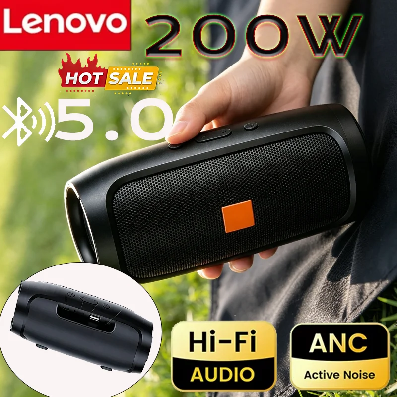 Caixas de Som Portáteis Bluetooth 5.4 Lenovo com Reprodução Estéreo, Subwoofer, USB, FM e Transmissão de Voz