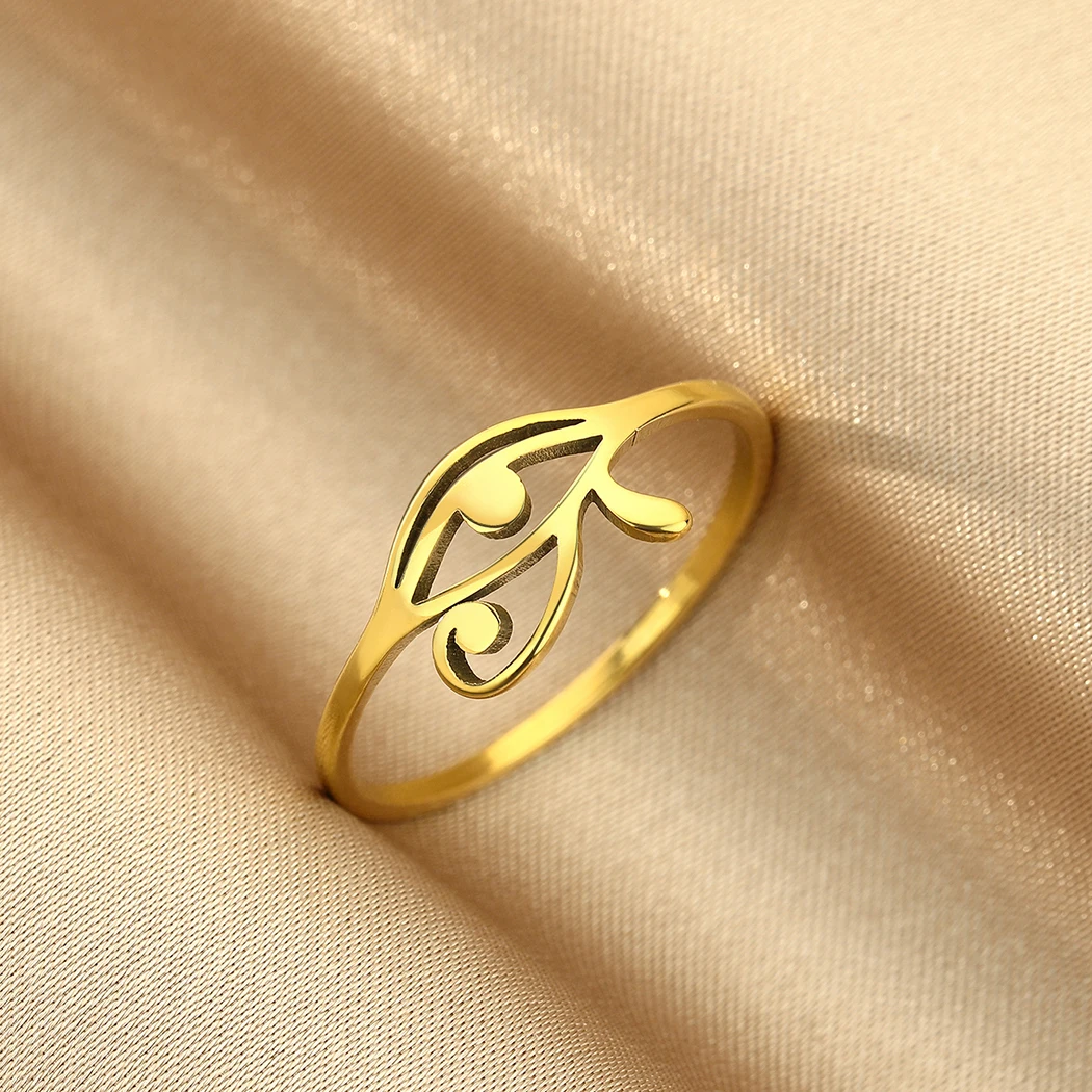 Eye of Horus Ring for Women Vintage Ancient Egyptian Stainless Steel Finger Rings Gold Silver Color Men Fashion Talisman Jewelry