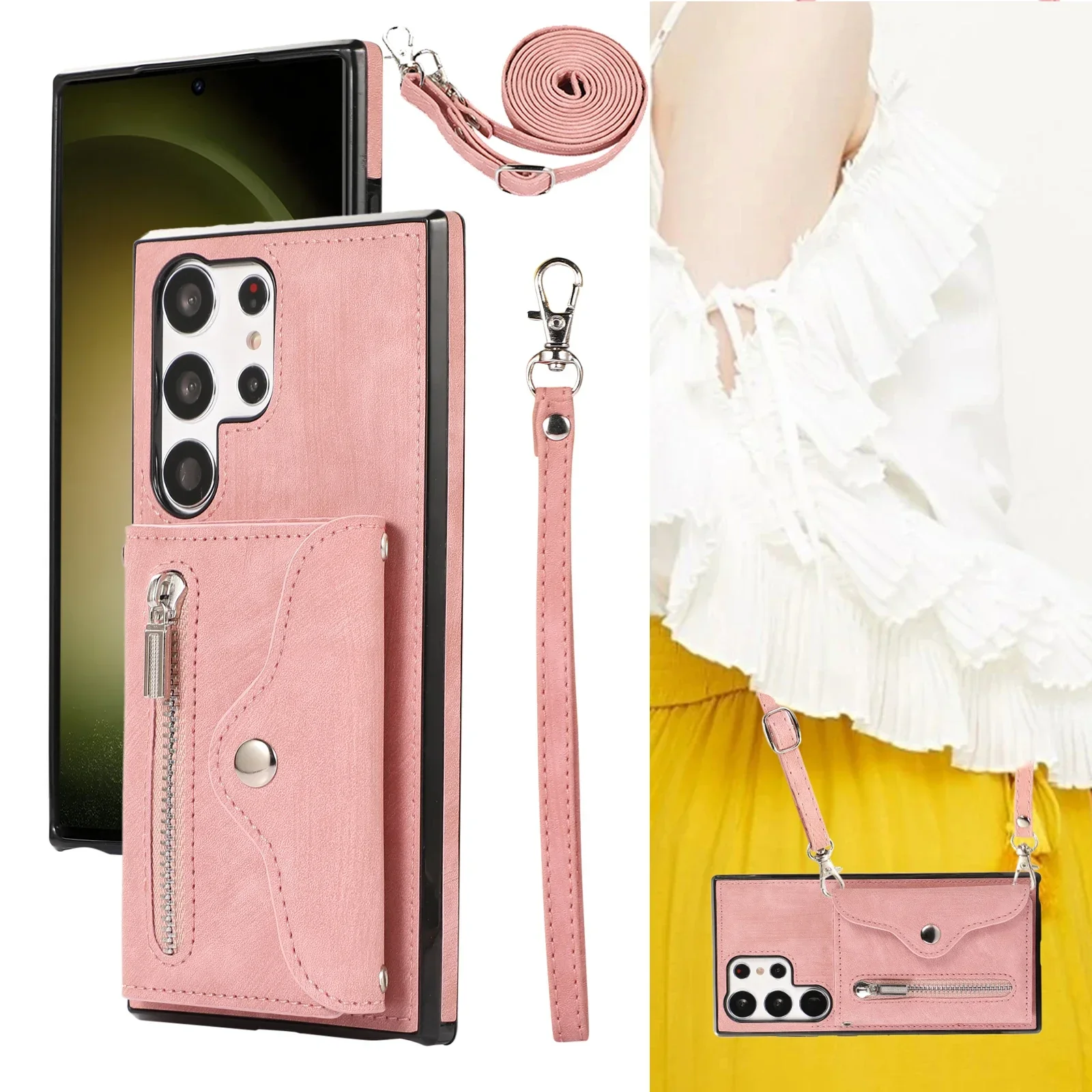 

Чехол-кошелек на молнии для Samsung Galaxy S23 S24 Ultra S22 Plus S21 FE A55 A35 A15 A14 A24 A34 A54 A52 Cover