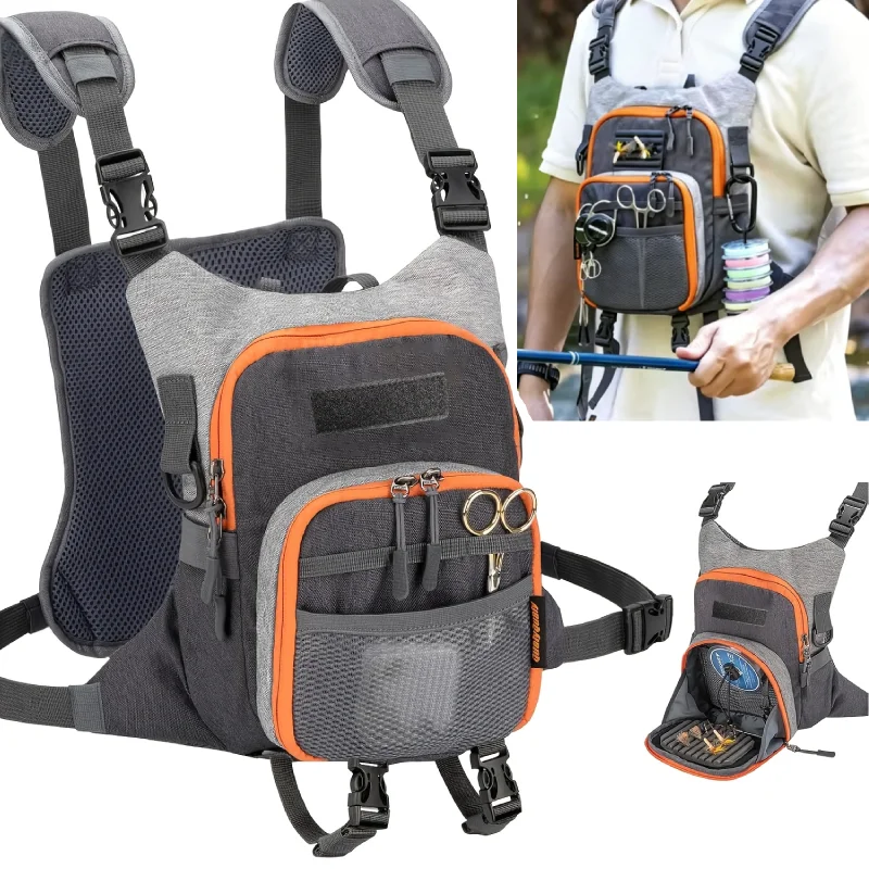 

Рыболовный жилет-рюкзак для нахлыстовой ловли с нагрудным отделением, легкая сумка для снастей с быстрым отстегиванием и рабочей станцией