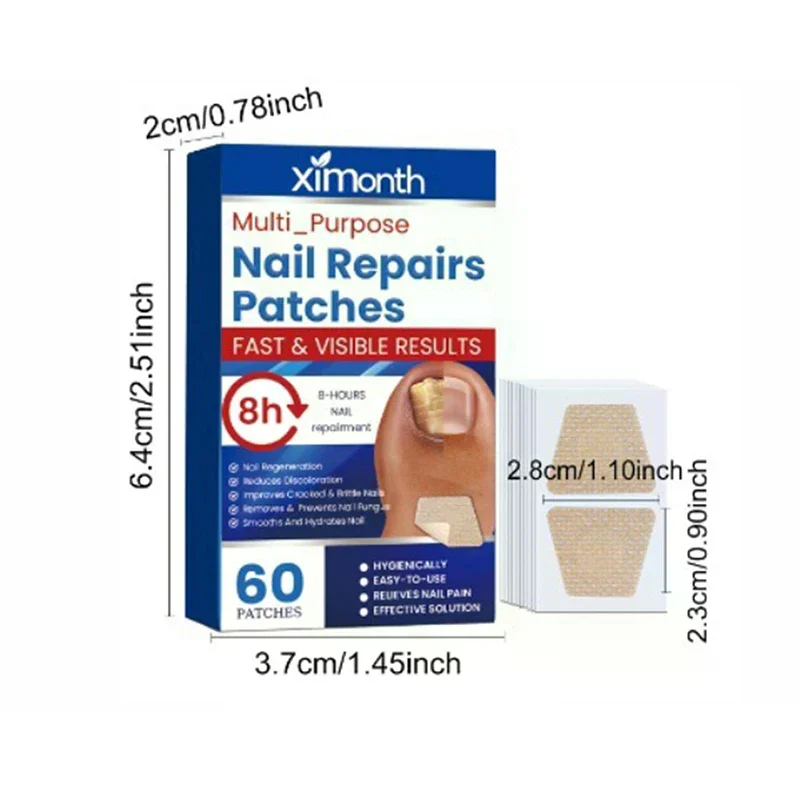 60Pcs Toenail Fungus Patch Sticky Nail Repair Patch Nail Ingrown Correction Sticker Toenail Care Paronychia Nail Treatment Patch