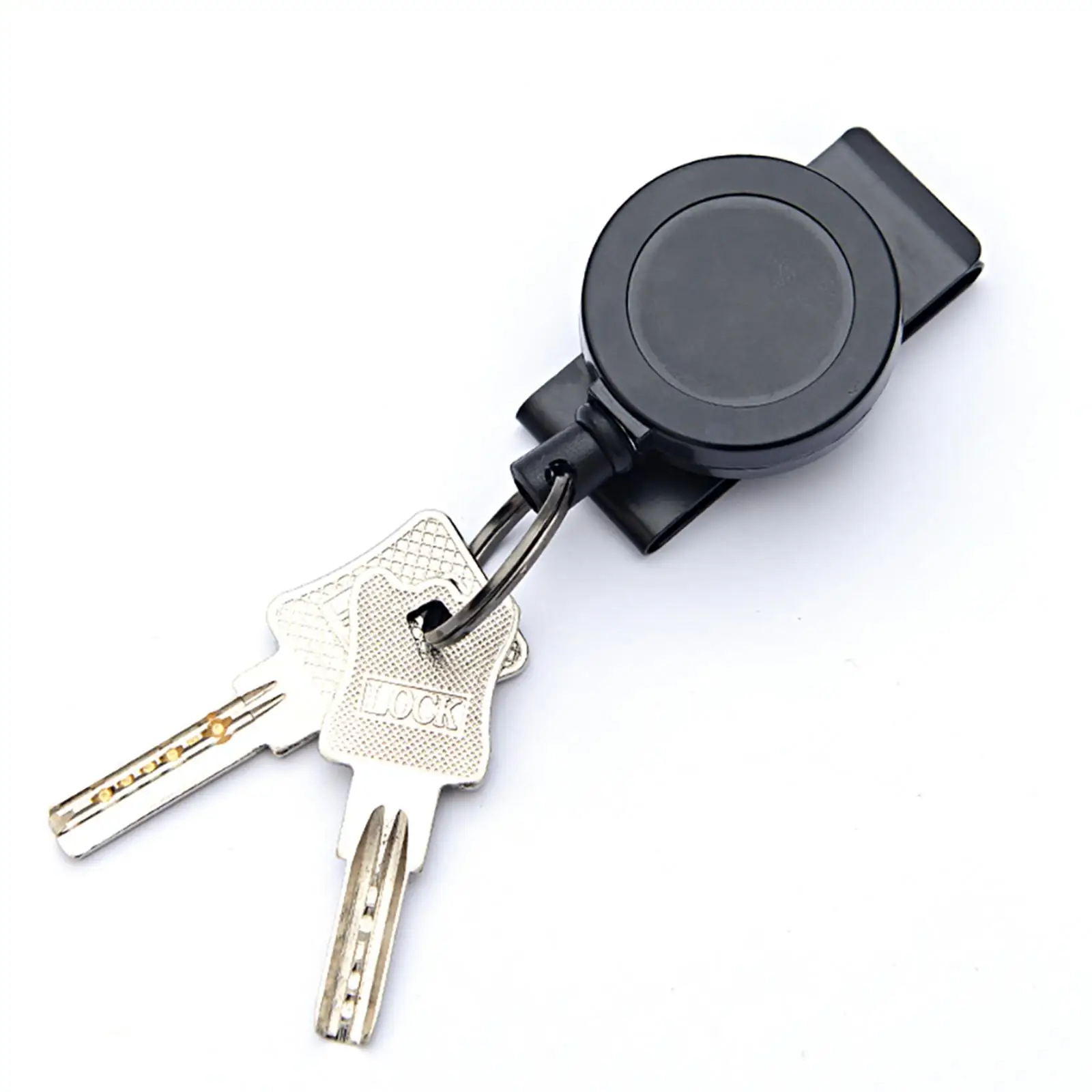 Retractable Key Ring Holder with Carabiner Clip and Zinc Alloy Buckle for Belt Loop Bag Keyring Steel Wire Rope 60cm
