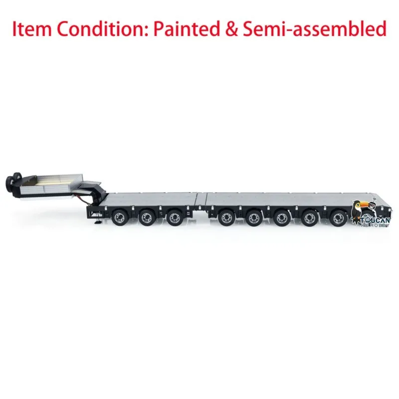 New 1/14 9 Axles Metal Trailer Extendible Trailers Spare Parts for Toys RC Tractor Truck Cars Radio Control Vehicle Models