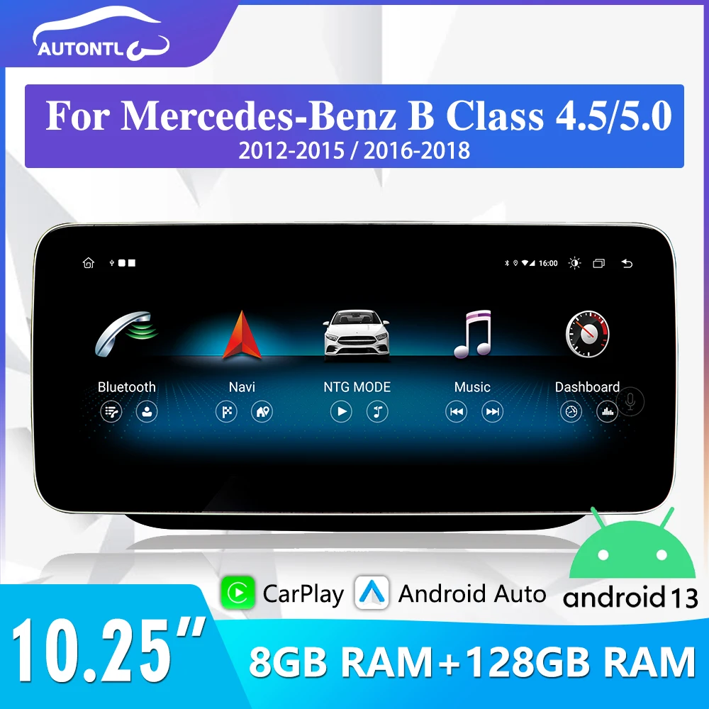 Wireless Carplay Android 13 Car Radio For Mercedes Benz B Class 2012-2018 Multimedia Screen GPS Navigation Audio Stereo HeadUnit