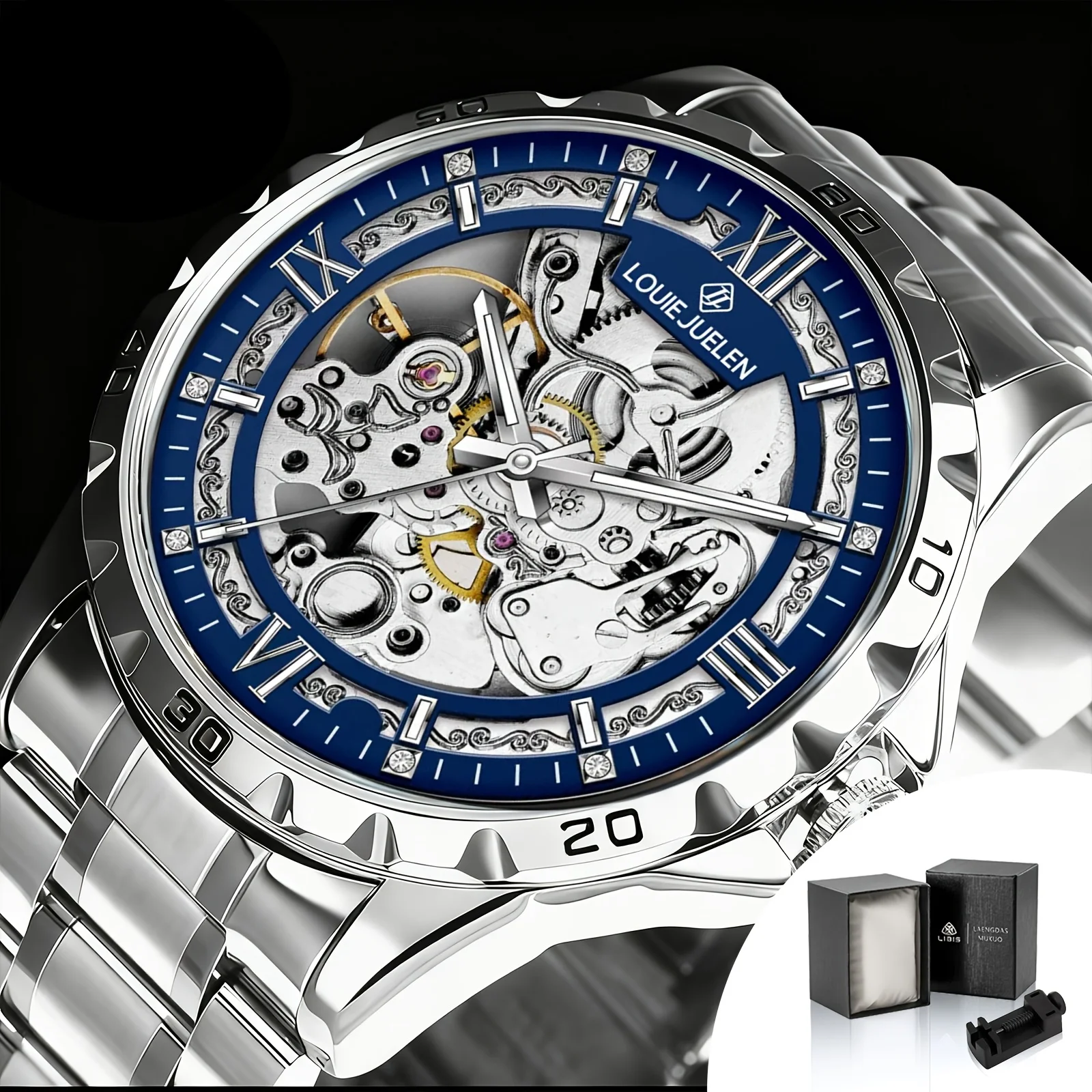 

Новый часовой механизм с полым циферблатом, полностью автоматические механические часы в деловом стиле, водонепроницаемые с подсветкой, мужской подарок.