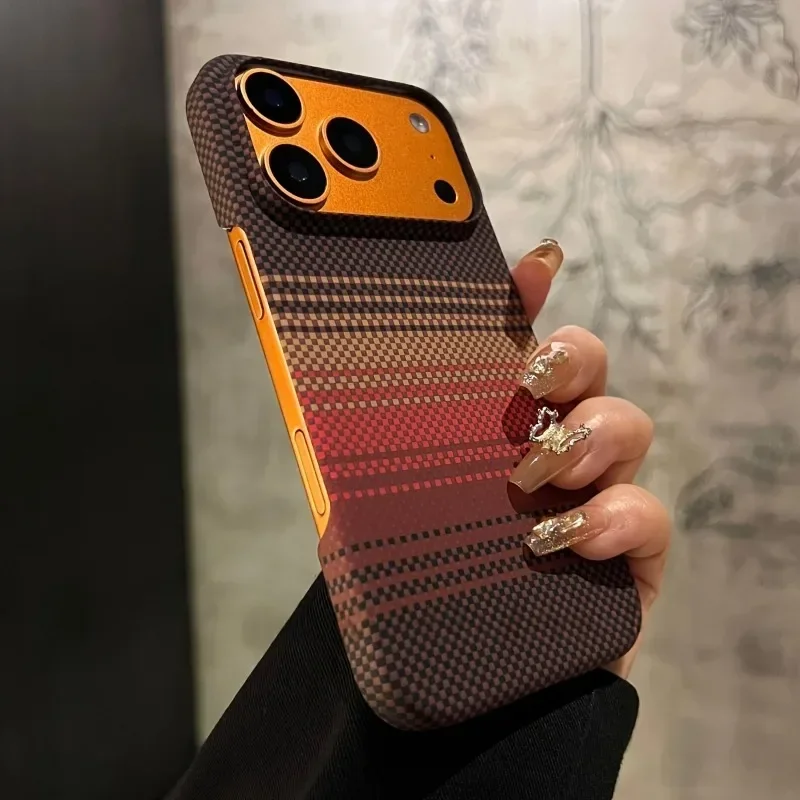 Luxury Carbon Fiber Hard PC Protection Phone Case For iPhone 18 17 16 15 14 13 12 Pro Max Matte Back Borderless Cooling Cover