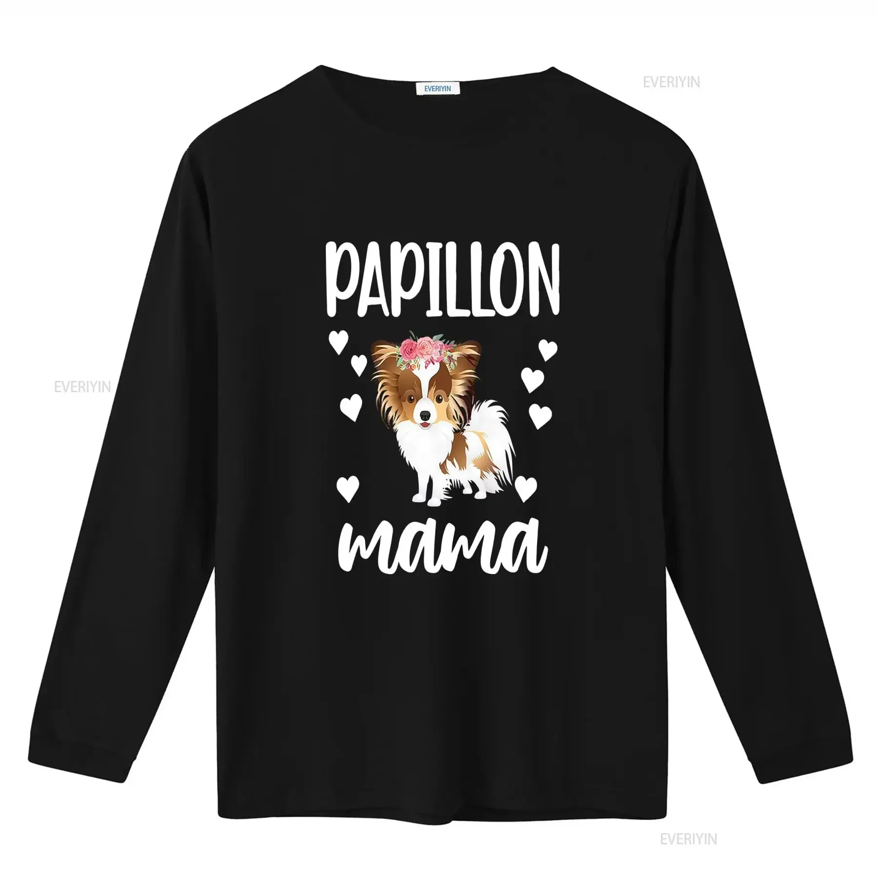 Papillon Mama Dog Owner Mom Women's T Shirt Cute Floral Print Fashion vintage Washed Versatile Casual streetwear graphic