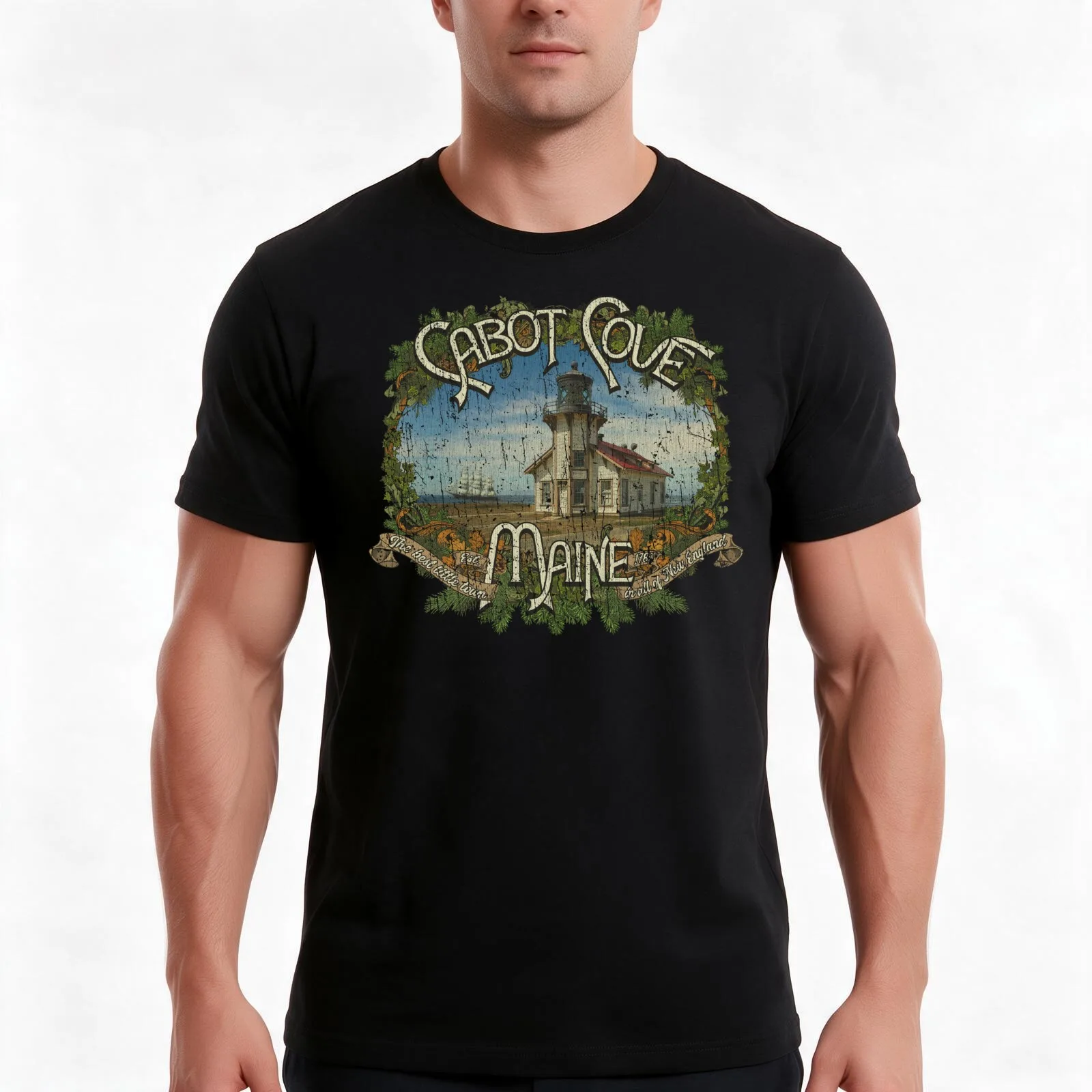 Cabot Cove Maine 1780 T-Shirt, Summer Casual Cotton Tee, Oversized Streetwear Tops, Vintage Graphic Print, Unisex Men Women