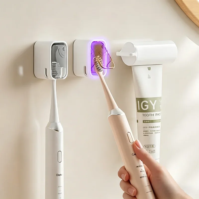3/4PCS Adhesive Wall Mounted Toothbrush Holder Independent Slot Removable Washable Dustproof Home Bathroom Storage Organizer
