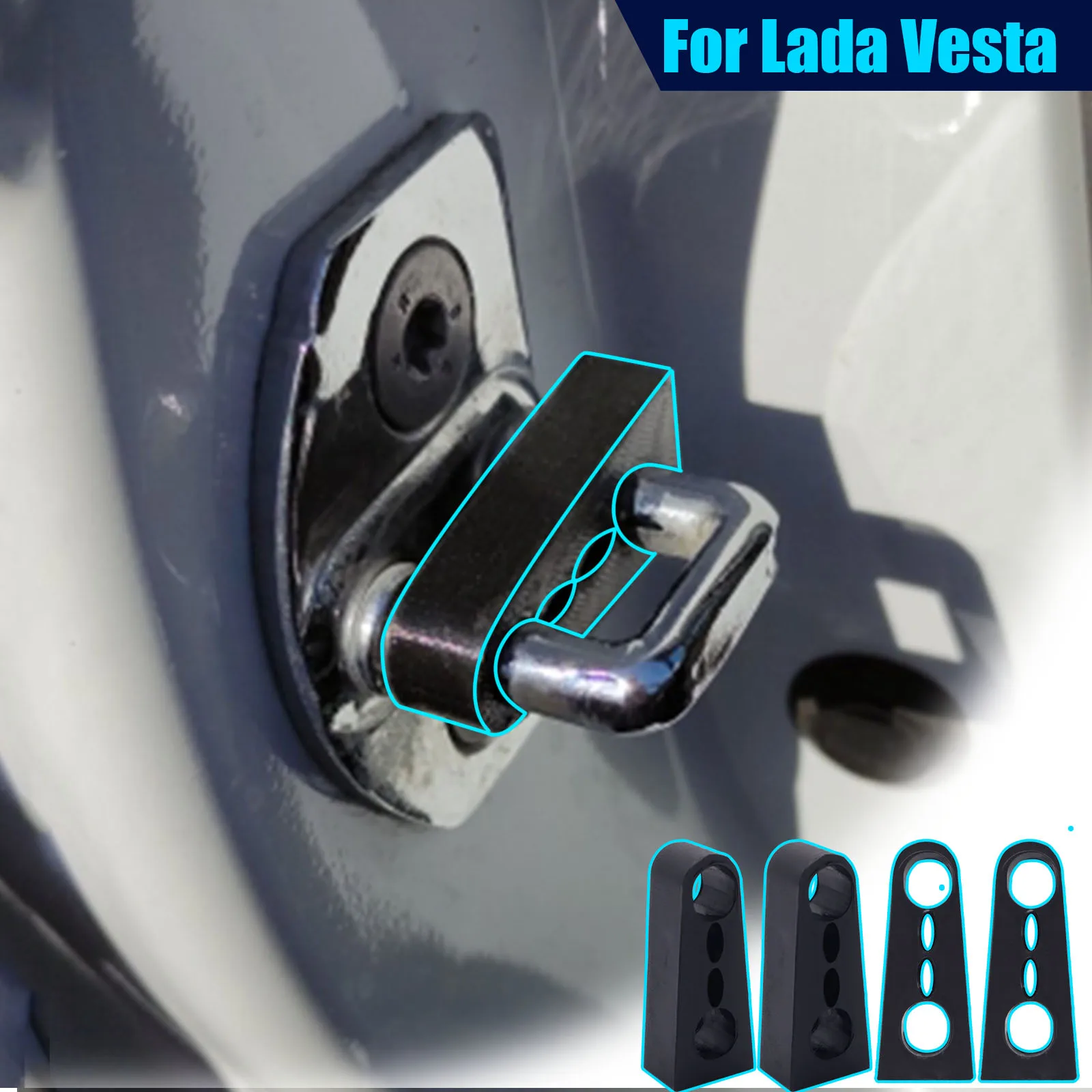 Door Lock Damper For Lada Vesta SW Cross 2015-2023 Buffer Soundproof Sound Insulation Quiet Deaf Creaking Screaks Noise Seal