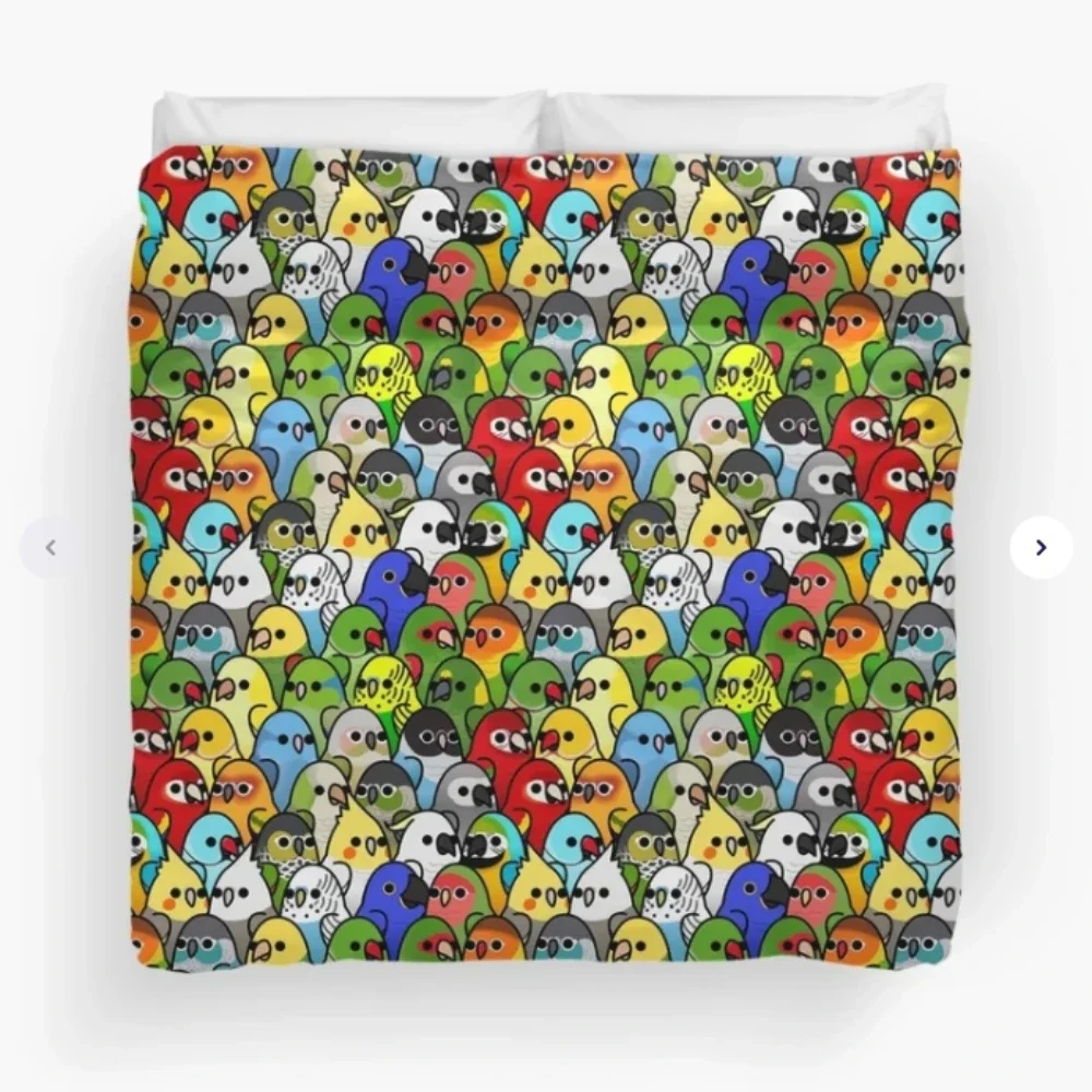 

Colorful Feathered Bird Pattern Bedding Duvet Cover for Cartoon Bedroom Decor Comfortable and Soft Quilt Cover