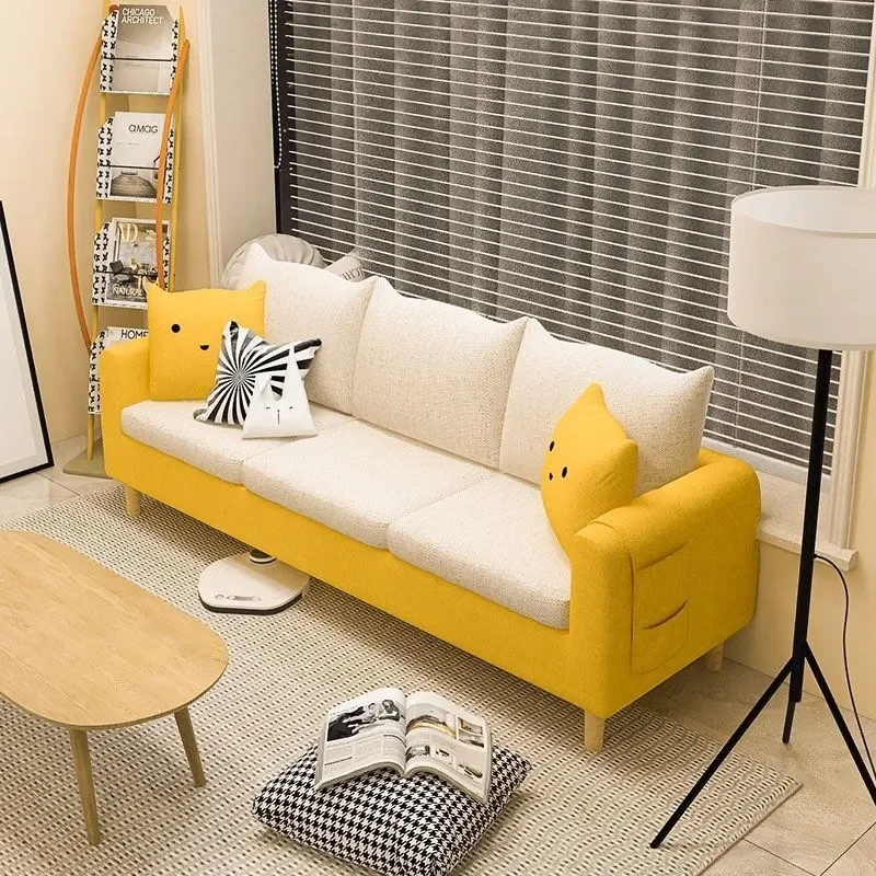 Modern Fabric Combination Sofa Frameless Modular Couch for Bedroom Living Room Double Triple Seater for Adults and Kids