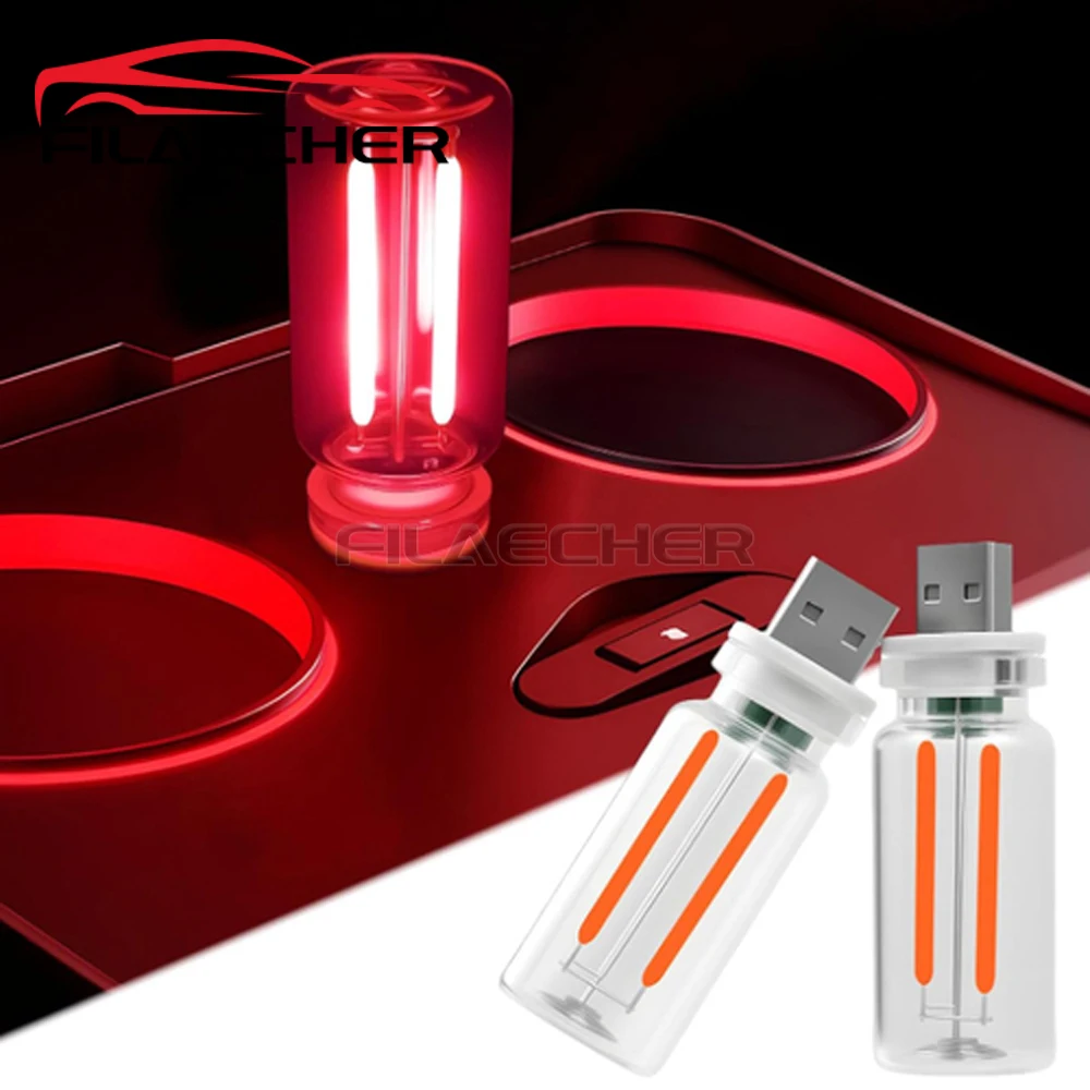 

1/2 Pcs Car USB Night Light Bulb Dimmable Interior Ambient Lights Mini Lamp Decorations for Vehicle Bedroom Hallway Camping RV