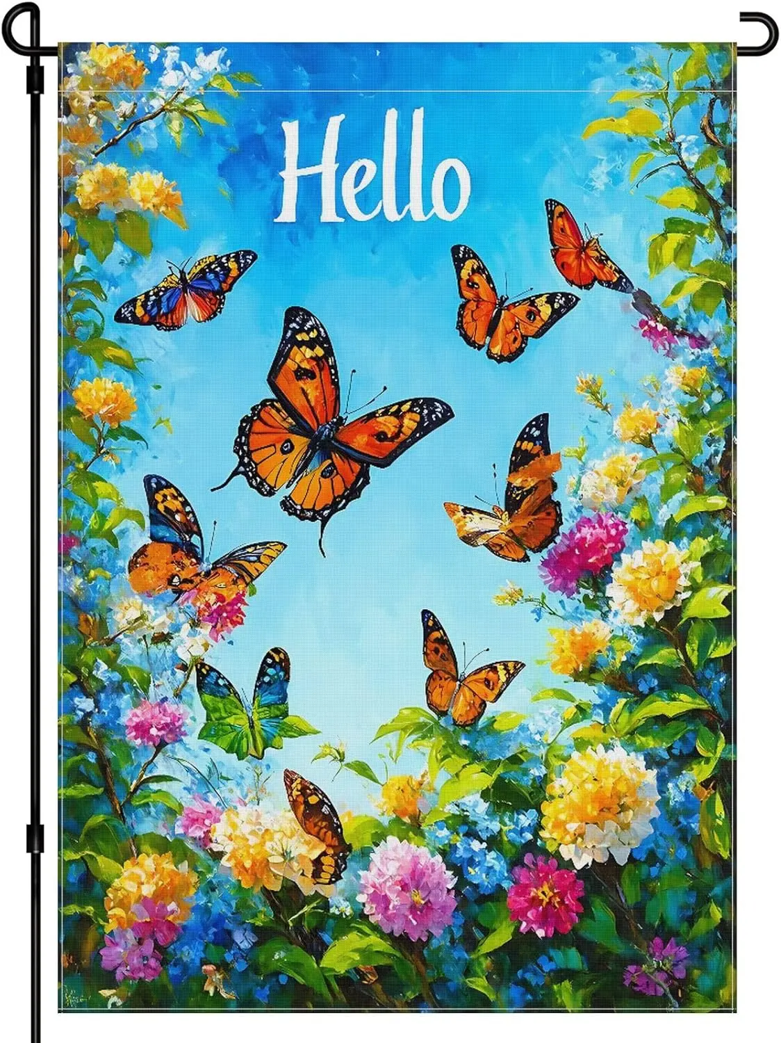 12x18 Spring Garden Spring Flag - Double-sided Butterfly Floral Pattern,Outdoor Yard Decorations CCL IIX SSL