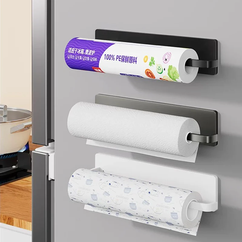 Toilet Roll Paper Holder Paper Towel Holder Self Adhesive No Punching Kitchen Paper Storage Rack Bathroom Accessories
