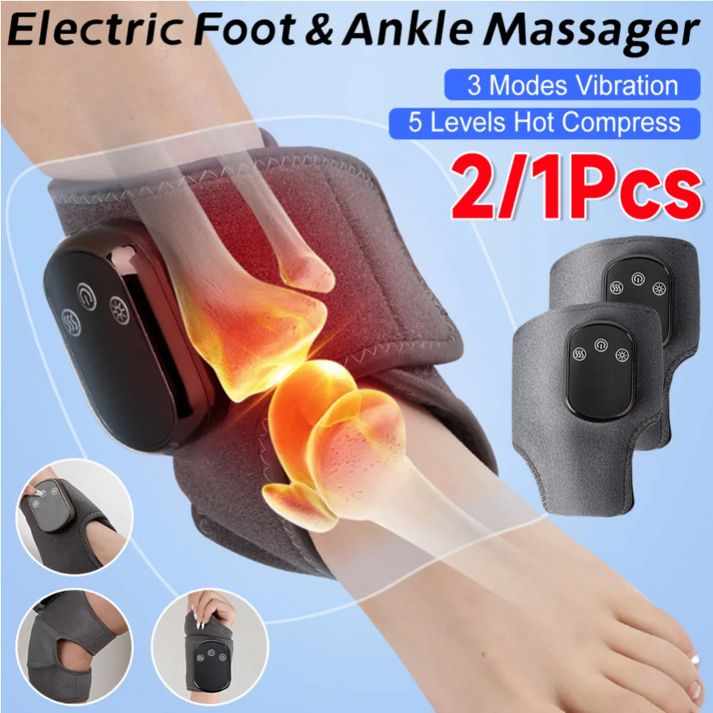 1-2 قطعة الكهربائية القدم التدفئة مدلك العضلات الاسترخاء المشتركة التفاف هدفين حامي مع 3 طرق الاهتزاز و 5 التروس الساخن ضغط