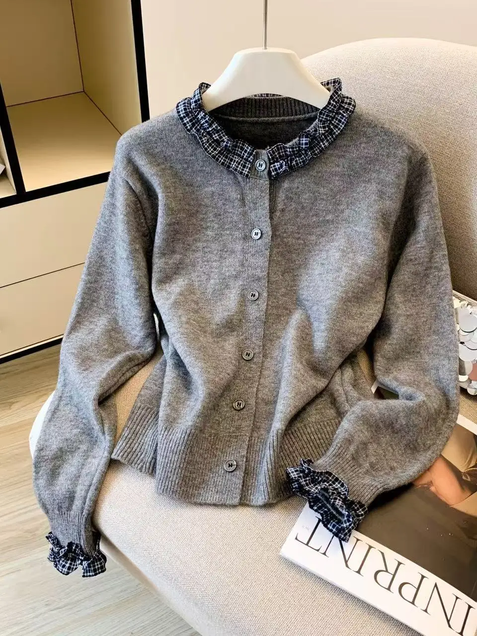 

Ele ey Woolen Heavy Knitting Open Cardigan Women's Special Edition Faionable Sweater Commute Sle Long Sve round ...