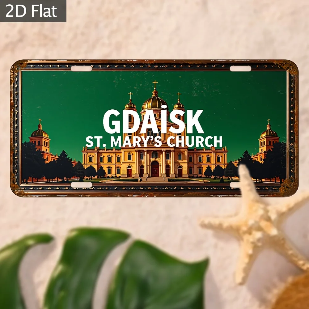 2D Flat - 2D Plan - 2D Plan, (12*6 Inches / 30*15 Cm) Retro Nostalgic Alloy Decorative Plate, KTV, Café, Home, Rural, Garden, Ha