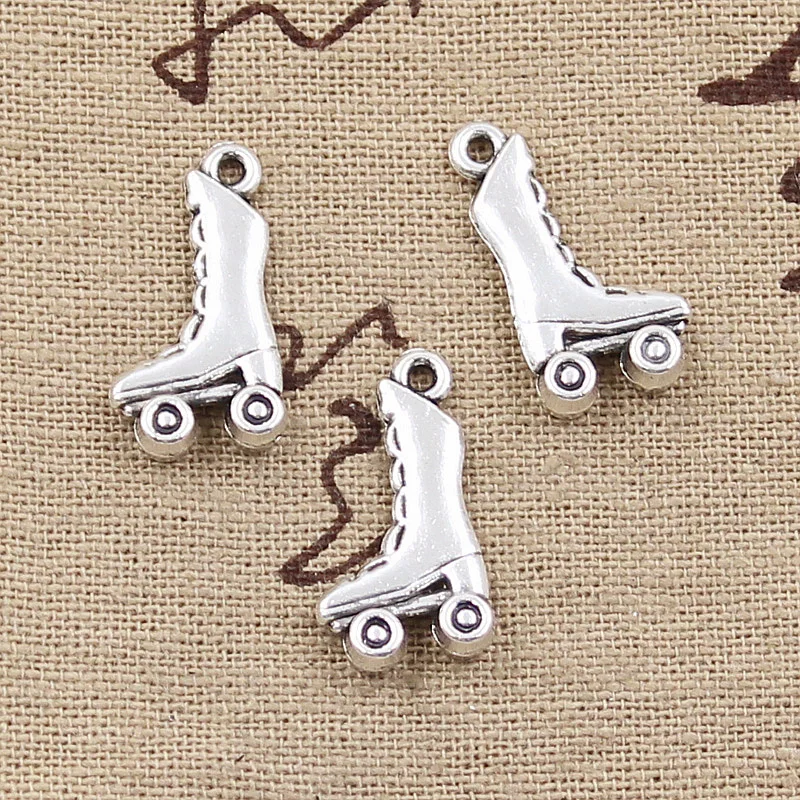 20pcs Charms Roller Skates Shoes 20x11mm Antique Bronze Silver Color Pendants Making DIY Handmade Tibetan Bronze Jewelry