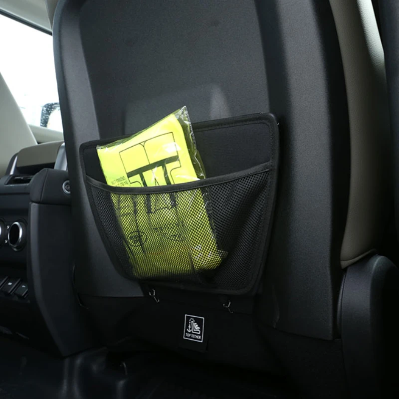 

For Land Rover Defender 110 130 2020-2024 Cloth Black Car Front Seat Back Storage Bag Net Pocket Bag Interior Car Accessories