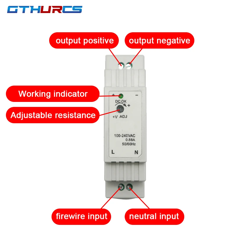 DR-15 DR-30 DR-45 DR-60 -5/12/15/24 15W 30W 45W 60W Single Output 5V 12V 15V 24V Industrial Din Rail Power Supply Switch