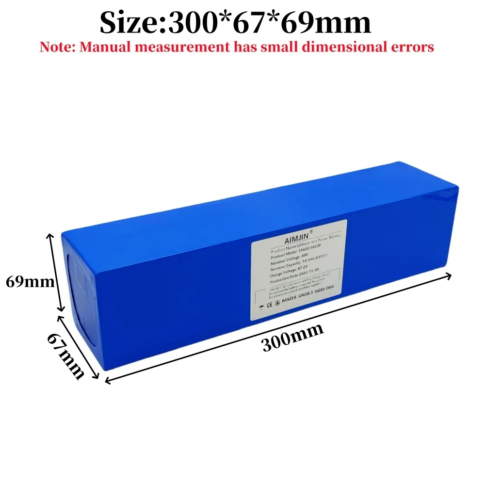 16S3P 60V 10500mAH แบตเตอรี่ลิเธียมเหมาะสําหรับเปลี่ยนความจุสูงแบตเตอรี่จักรยานเสือภูเขาไฟฟ้าสกู๊ตเตอร์