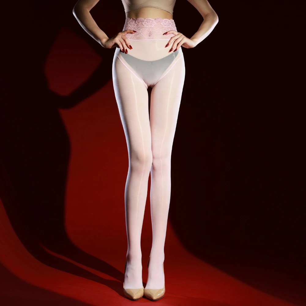 Women's Erotic Lingerie Pantyhose Seamless Stockings Oil Shiny  Lace Waist Body Sock Ultra-thin  High Waist 5d Sexy Silk Hosiery