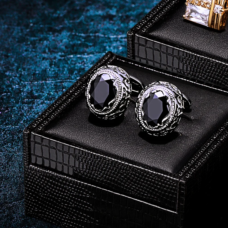 KFLK Jewelry shirt cufflink for mens Brand cuff button Retro cuff link High Quality Black abotoaduras gemelos guests