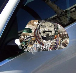 Directly Delivery 2 Pcs Free Size Four-way stretch fabric Saud Founding Day Flags Car Mirror Cover